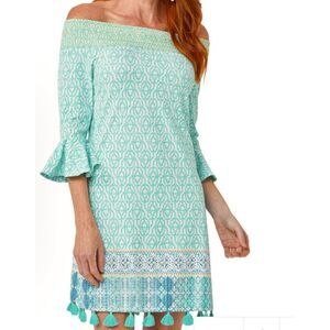 Cabana Life Womens Coastal Cottage Off The Shoulder Dress Sz XL NEW